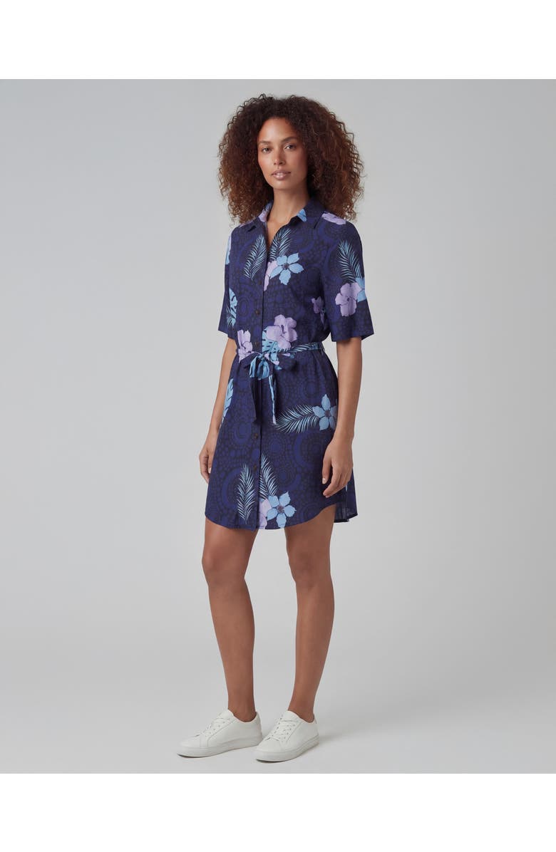 Lords of Harlech Tropical Fantasy Womens Wrap Shirt Dress, Alternate, color, Tropical Fantasy Navy