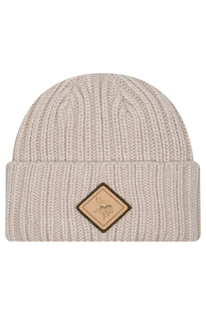New Era Men's New Era Light Beige Minnesota Vikings Logo Applique Cuffed Knit Hat, Main, color, Light Beige