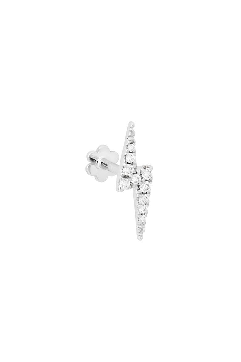 Diamond Lightning Bolt Single Stud Earring, Main, color, WHITE GOLD