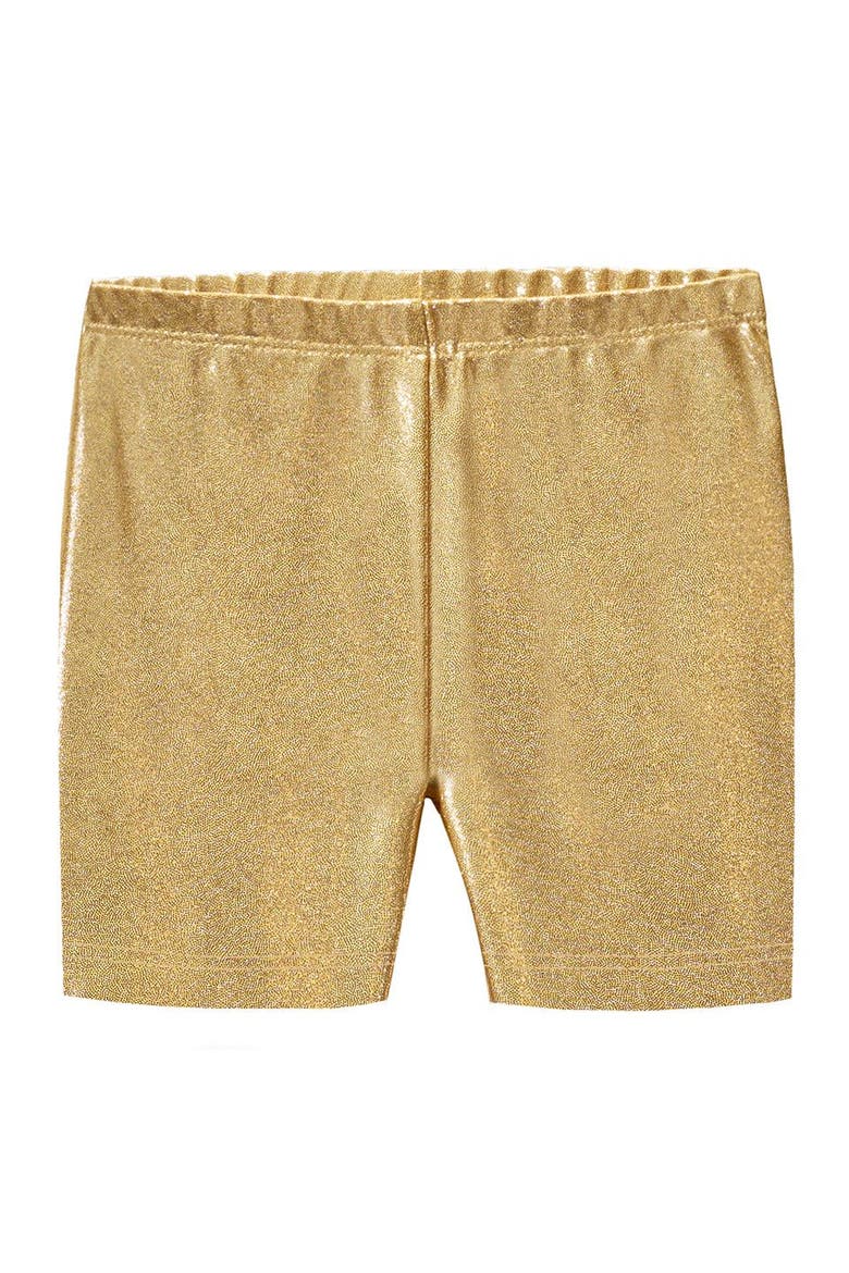Baby Girls Printed Novelty Bike Shorts, Main, color, Gold Sparkly Shimmer