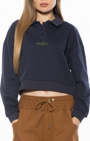 Alexia Admor Kario Crop Polo Sweatshirt