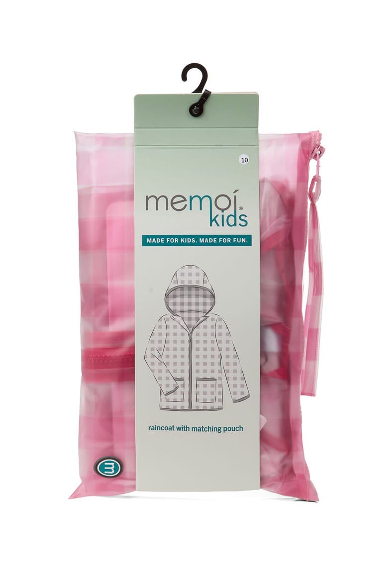 Kids Checkered Raincoat with Self-Storage Pouch, Alternate, color, Pink