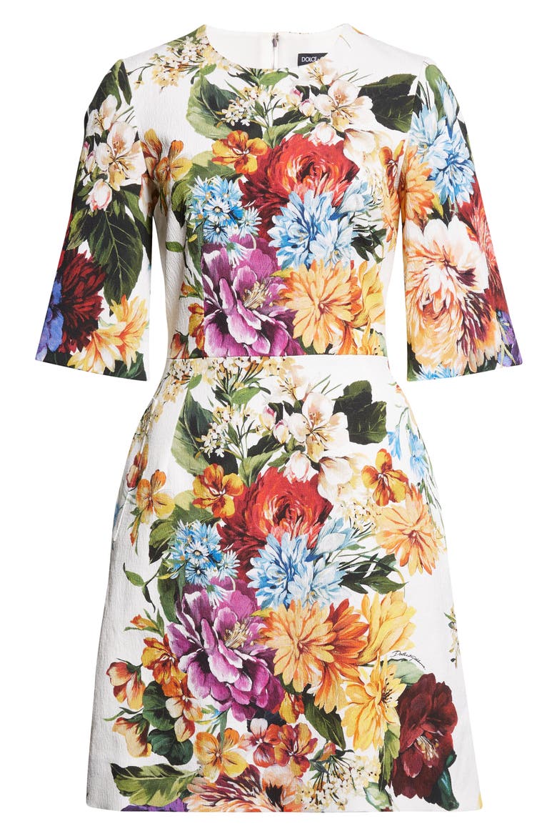 Floral Elbow Sleeve Sheath Dress, Alternate, color, HA5PC B.FIORI CRET. F.BCO