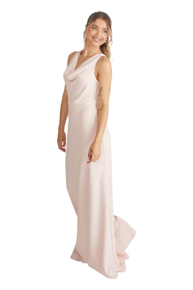 Cowl Front Crepe Bridesmaid Dress, Alternate, color, Blush