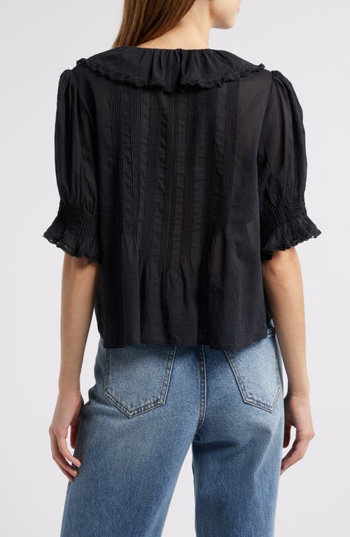Shop Doen Dôen Henri Organic Cotton Voile Top In Black