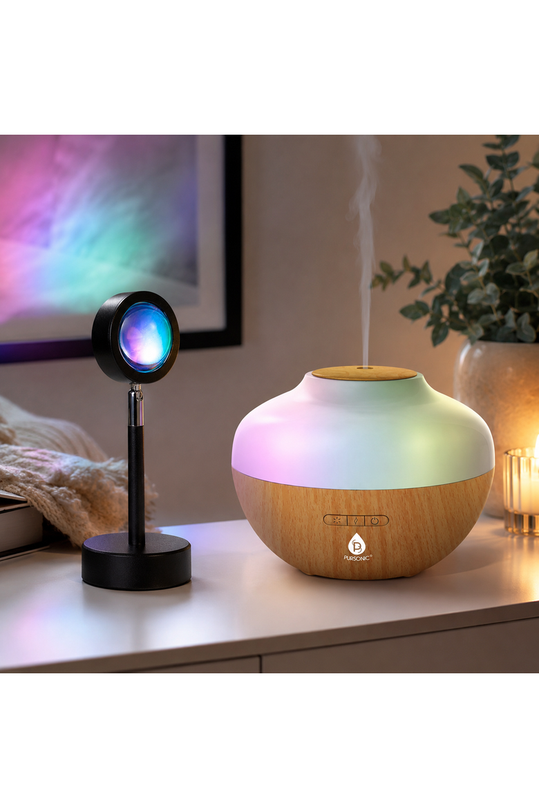Sunset Projector Lamp & Oil Aroma Diffuser Set, Alternate, color, Multicolor
