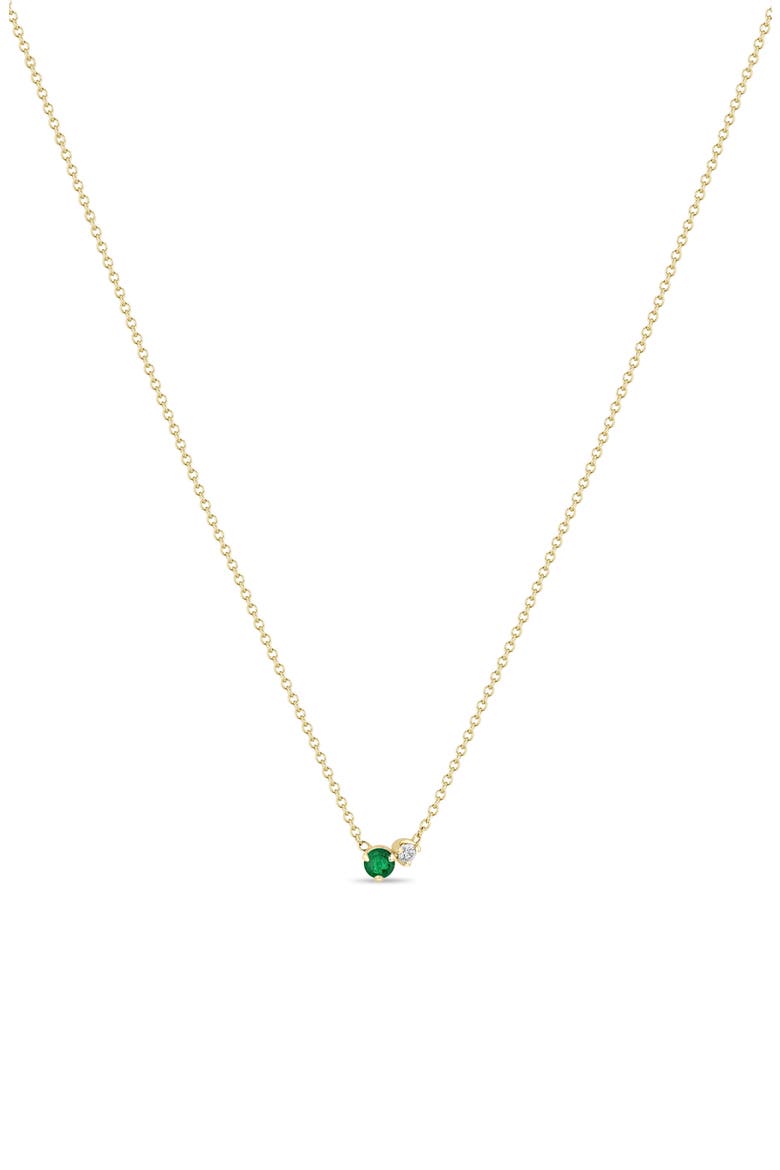 14K Gold Mixed Stone Pendant Necklace, Main, color, YELLOW GOLD/ EMERALD