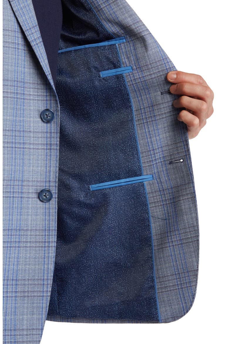 Trim Fit Plaid Wool Blend Suit, Alternate, color, BLUE