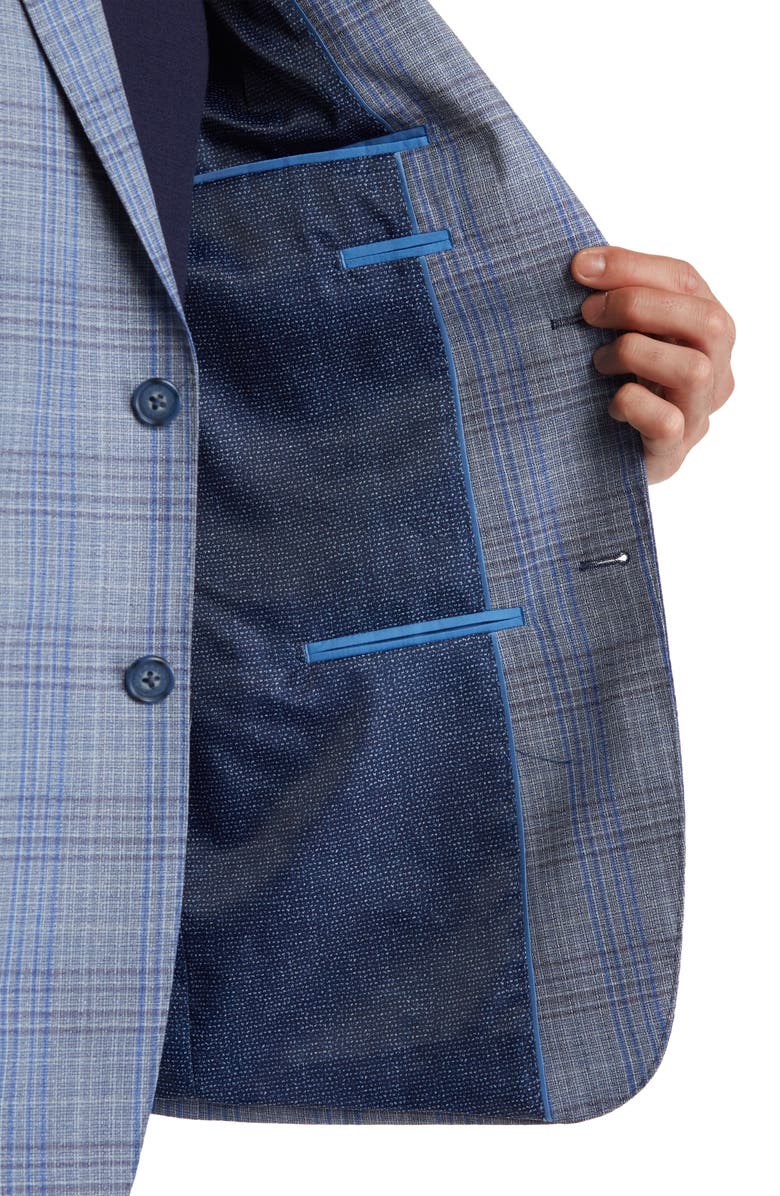 English Laundry Trim Fit Plaid Wool Blend Suit, Alternate, color, Blue