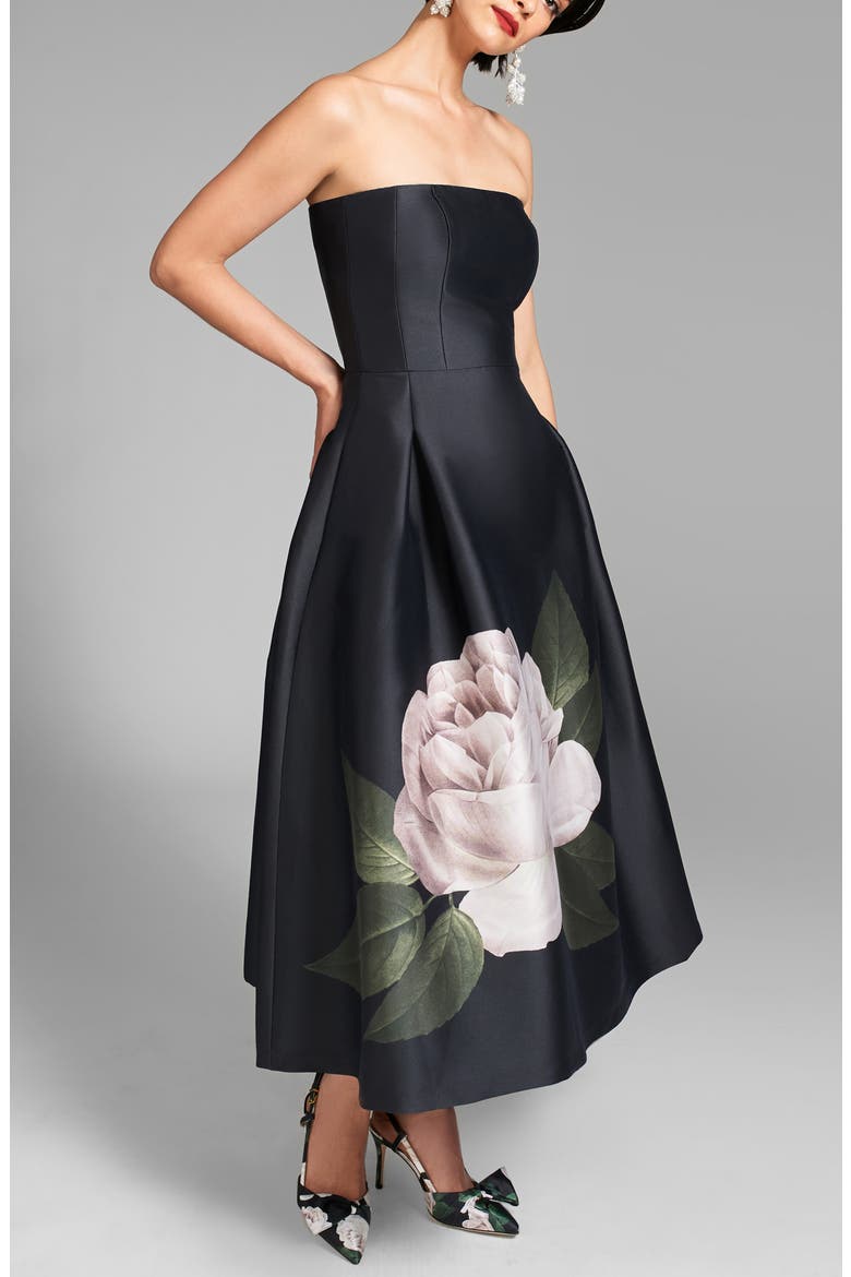 Shay Strapless Mikado Midi Cocktail Dress, Alternate, color, BLOOMING ROSE