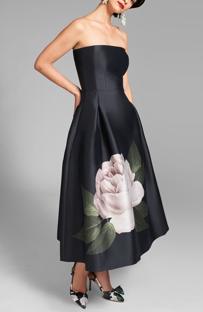 Sachin & Babi Shay Strapless Mikado Midi Cocktail Dress, Alternate, color, Blooming Rose