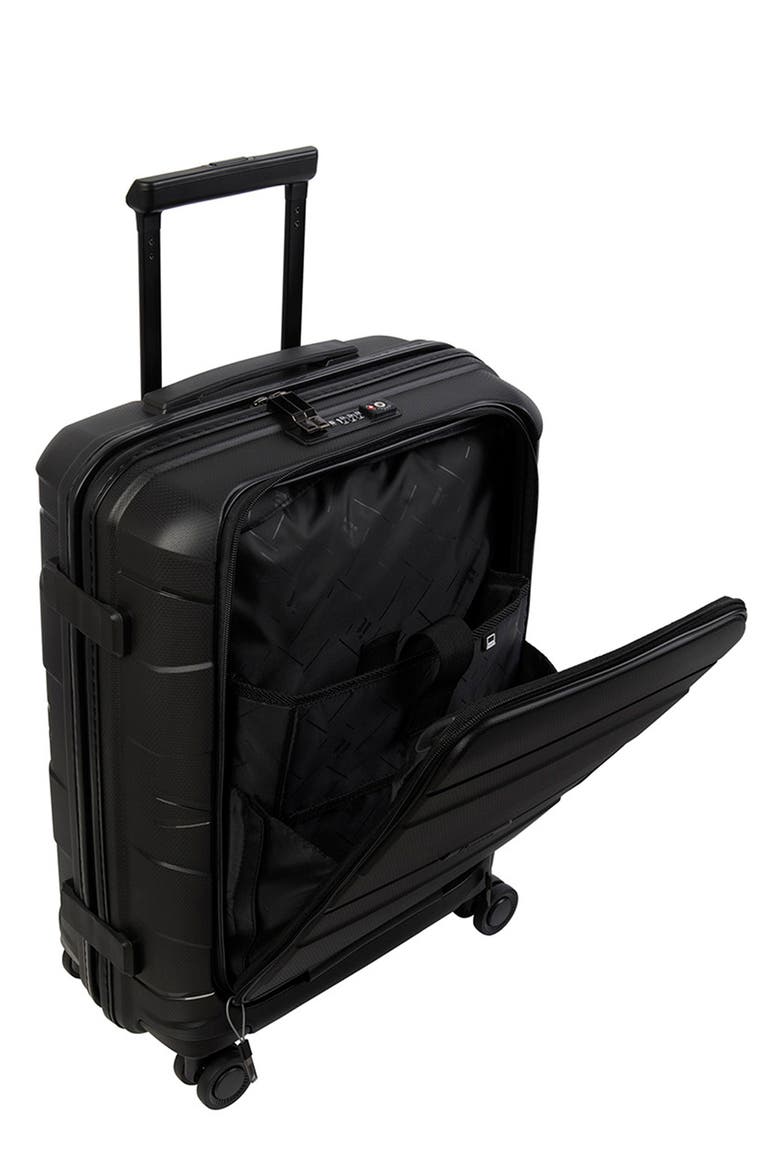 Momentous 22" 8 Wheel Spinner Luggage with Front Pocket, Alternate, color, BLACK