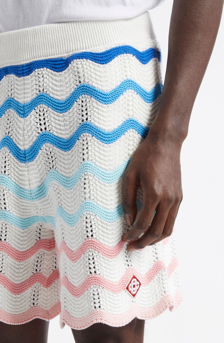 Casablanca Gradient Wave Cotton Crochet Shorts, Alternate, color, 