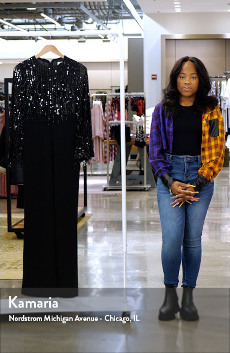 Sequin Fringe Long Sleeve Jumpsuit, sales video thumbnail