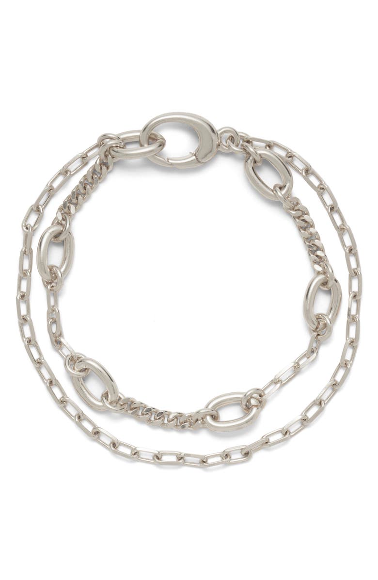 Lady Grey Dual Chain Bracelet, Main, color, Silver