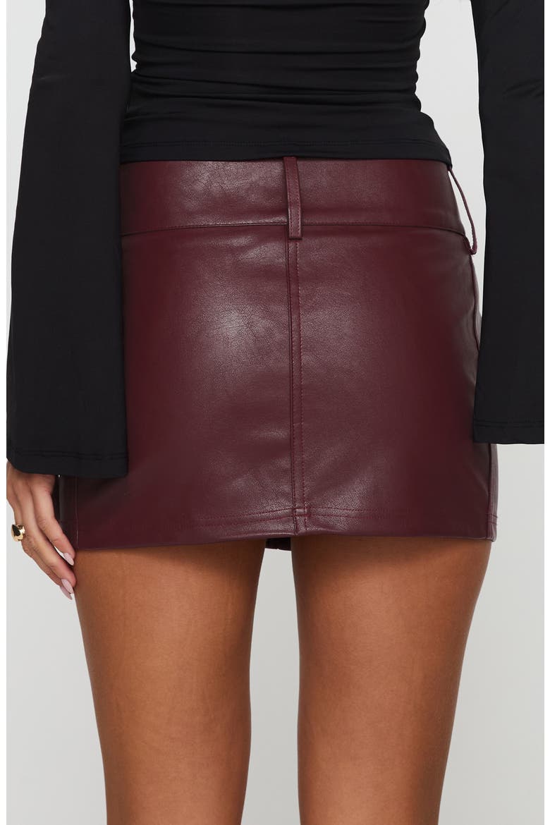 Magee Faux Leather Miniskirt, Alternate, color, BURGUNDY