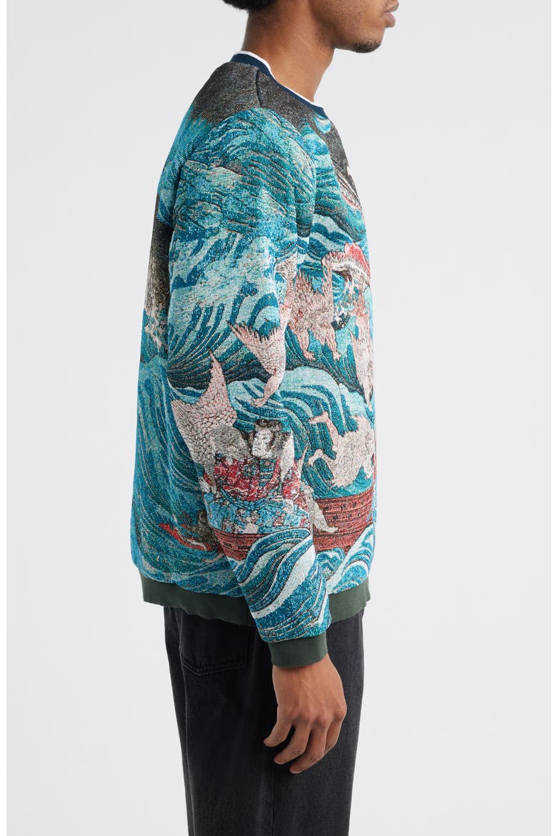 Tametomo Rescued Jacquard Sweatshirt, Alternate, color, GREEN
