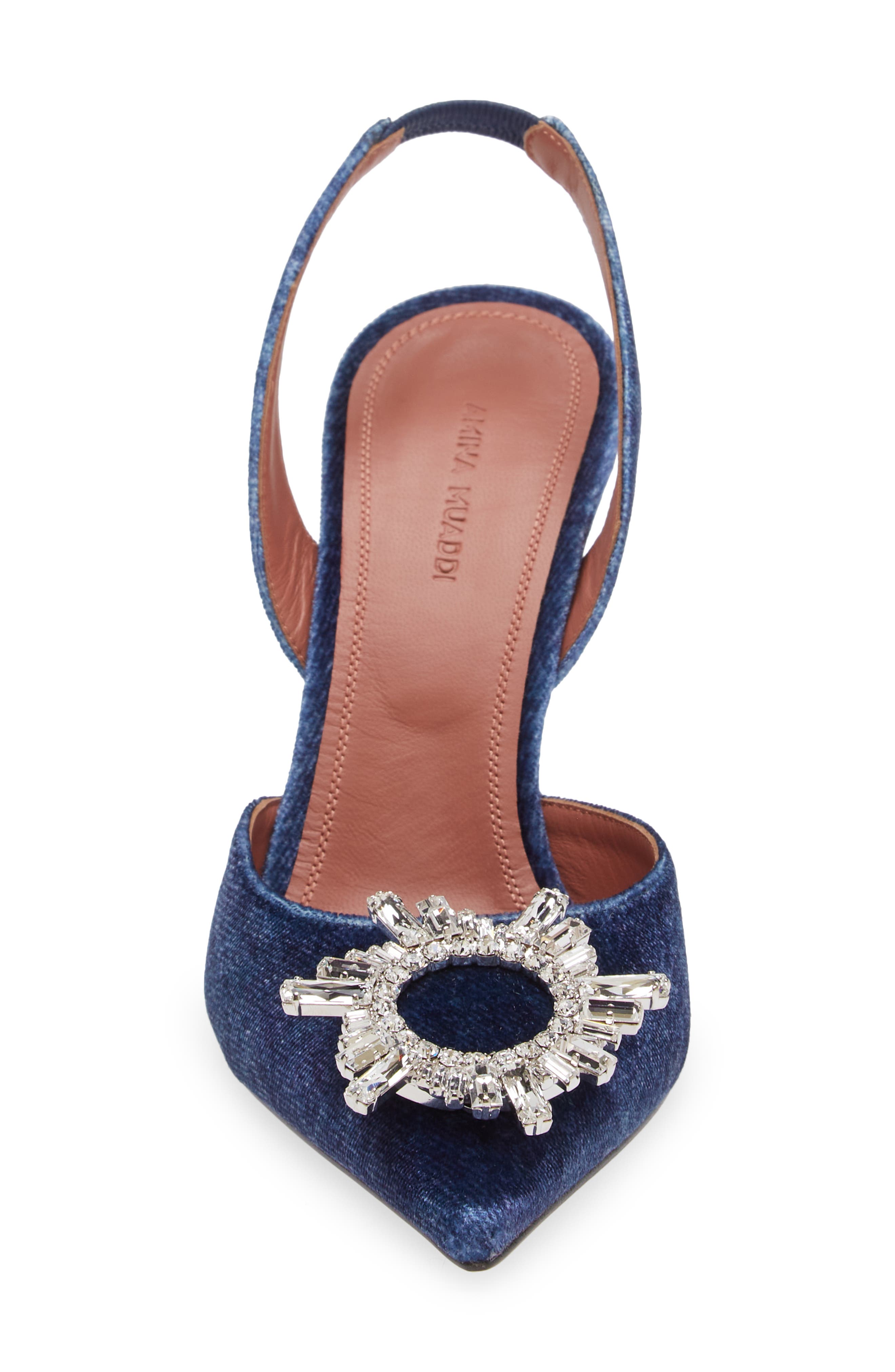 Amina Muaddi Begum Crystal Pointed Toe Slingback Pump, Alternate, color, 