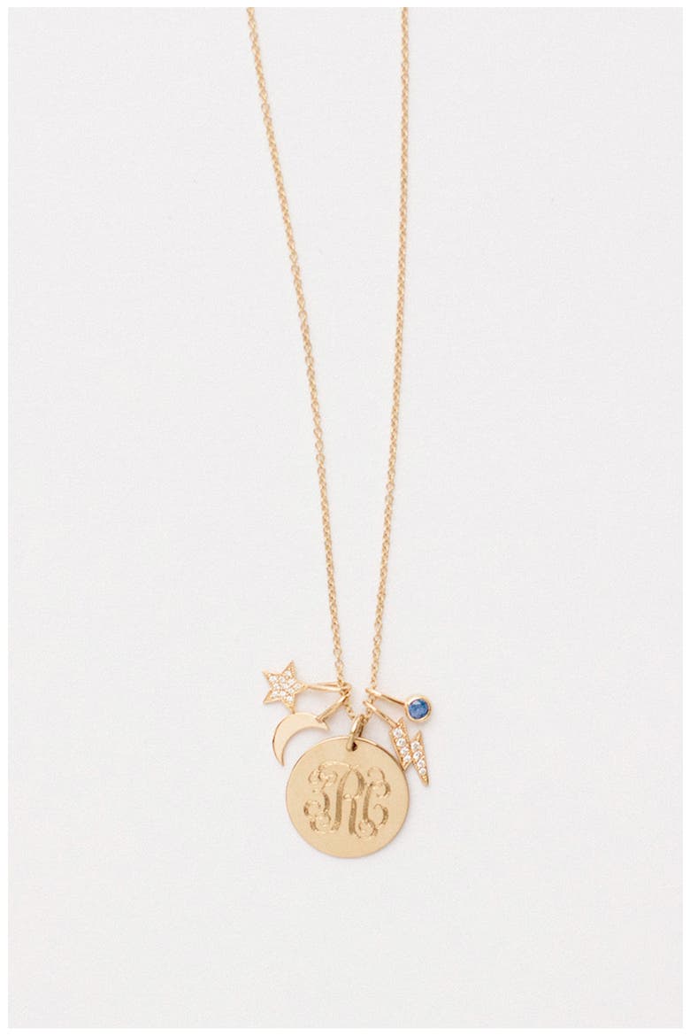 Bezel Set Aquamarine Charm, Alternate, color, YELLOW GOLD
