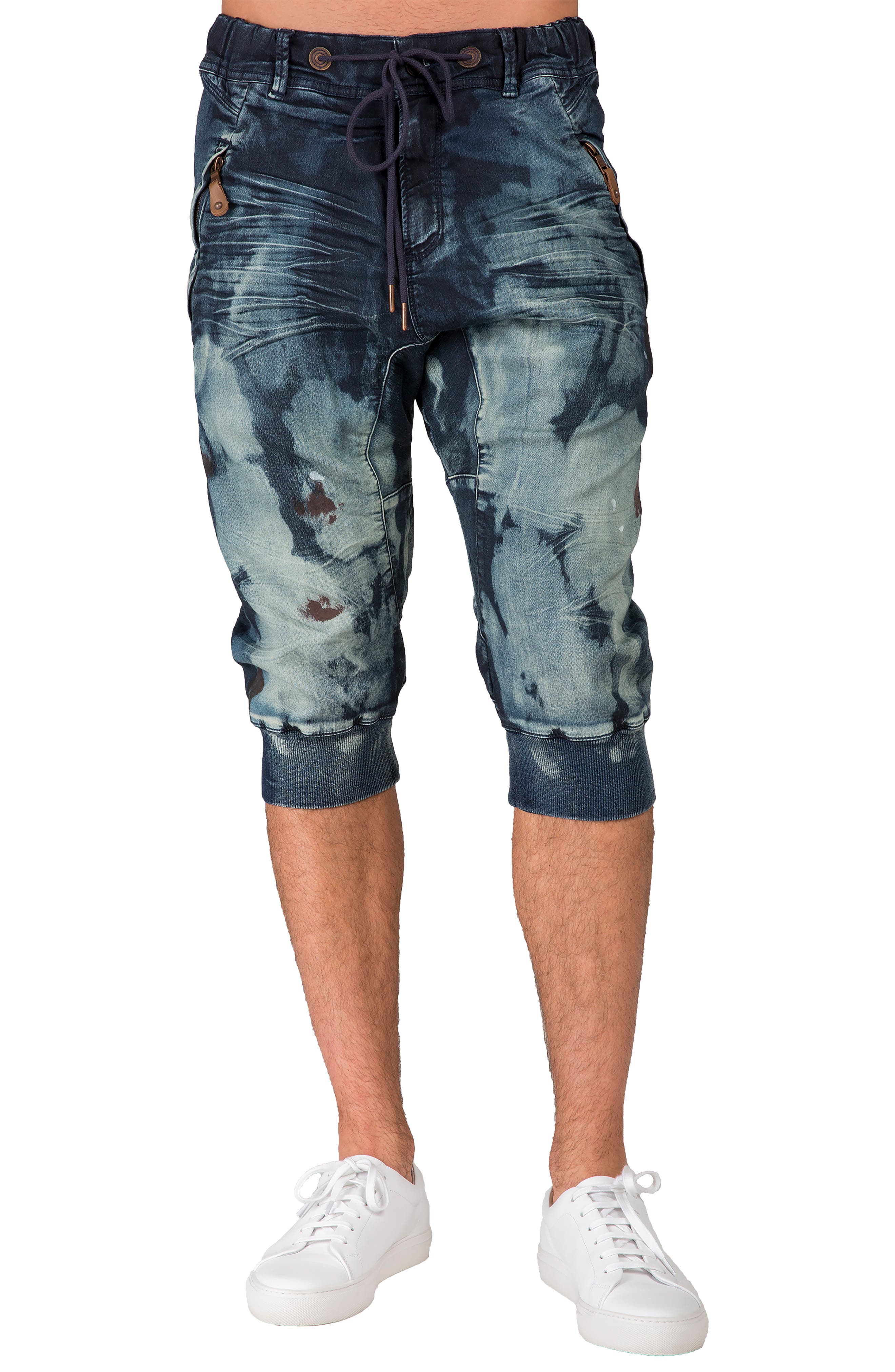 LEVEL 7 Denim Wash Capri Joggers in Striker 