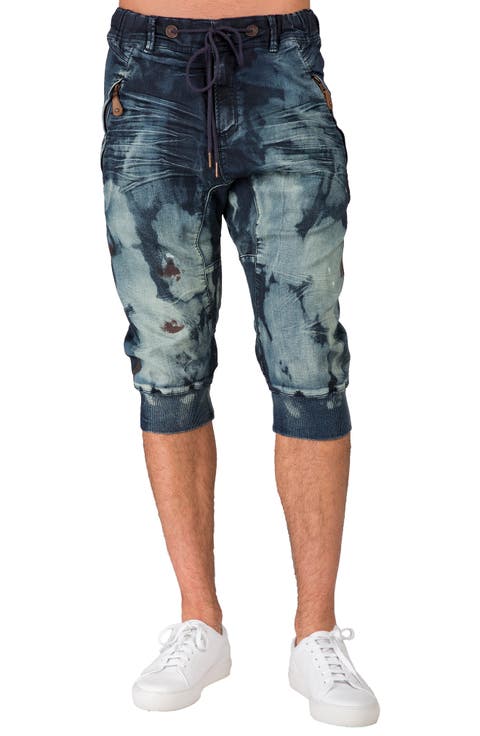Denim Wash Capri Joggers
