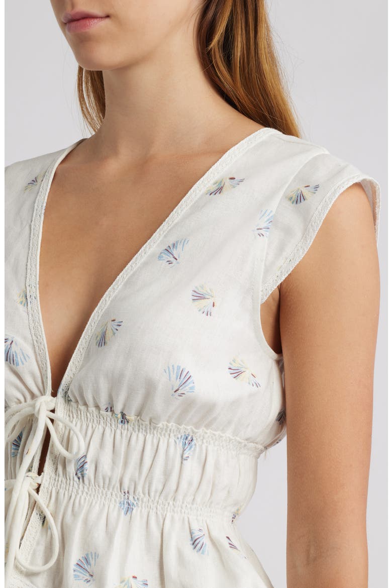 Clara Tie Front Linen Blend Top, Alternate, color, IVORY SEASHELL