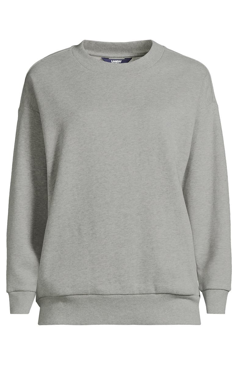 Lands' End Serious Sweats Relaxed Long Sleeve Crew Neck Sweatshirt, Alternate, color, Gray Heather