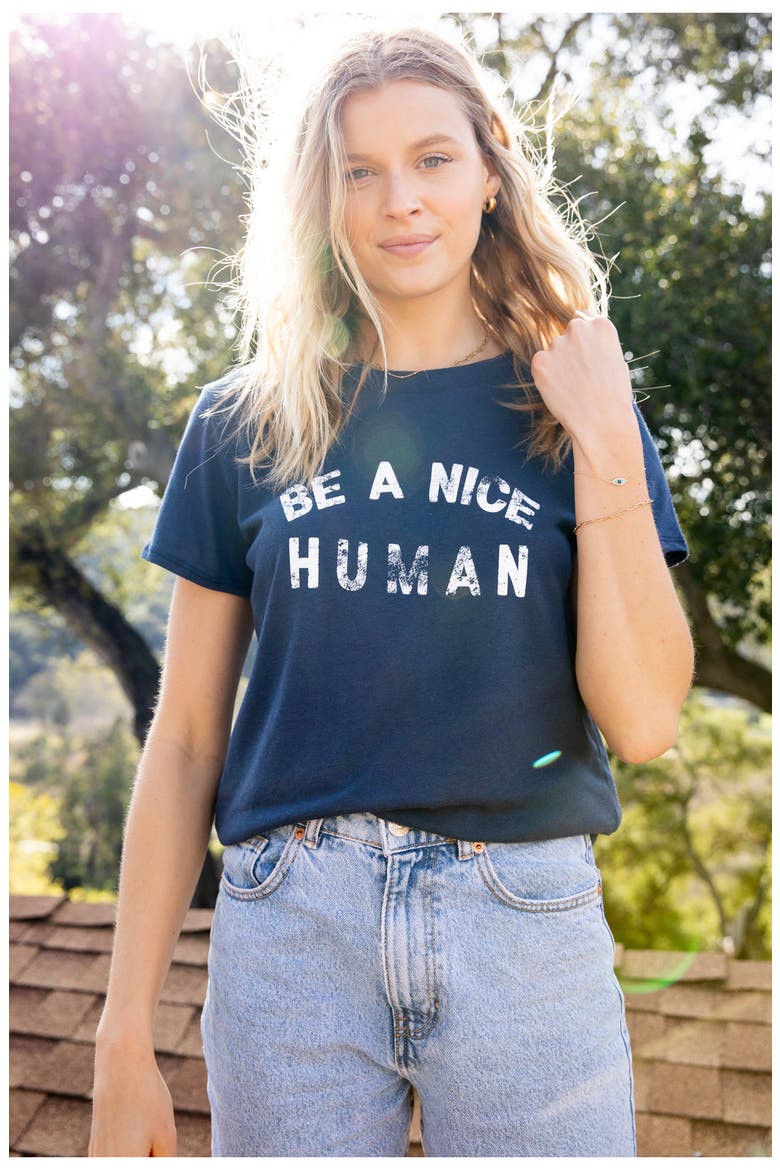 Be a Nice Human Graphic Tee, Alternate, color, NAVY