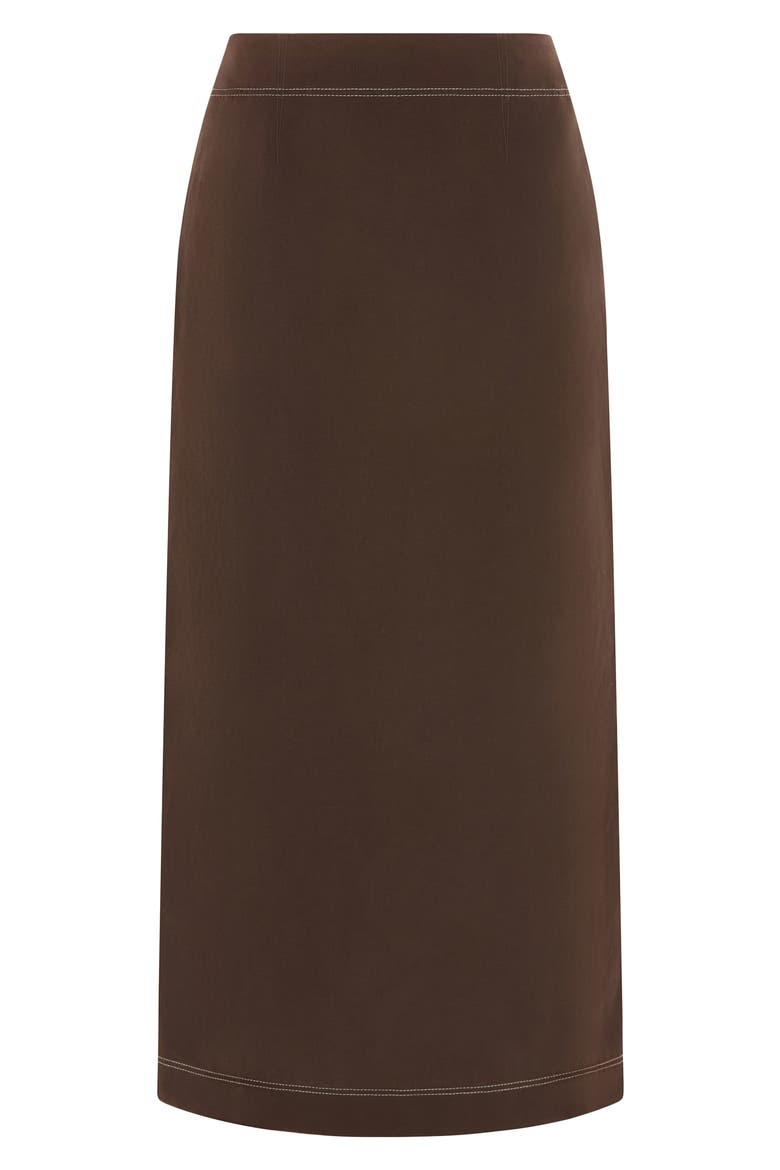 Mia Topstitch Detail Skirt, Alternate, color, CHOCOLATE