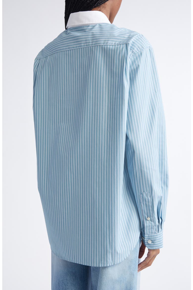 Sunnie Stripe Organic Cotton Poplin Button-Up Shirt, Alternate, color, TURQUOISE BLUE