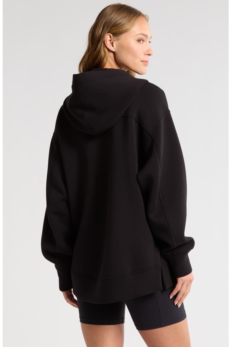 Relaxed Fit High-Low Zip Hoodie, Alternate, color, BLACK