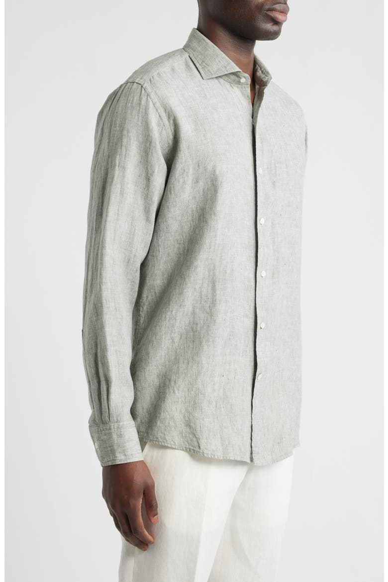 Astino Lino Tailored Fit Linen Button-Up Shirt, Alternate, color, WILLOW