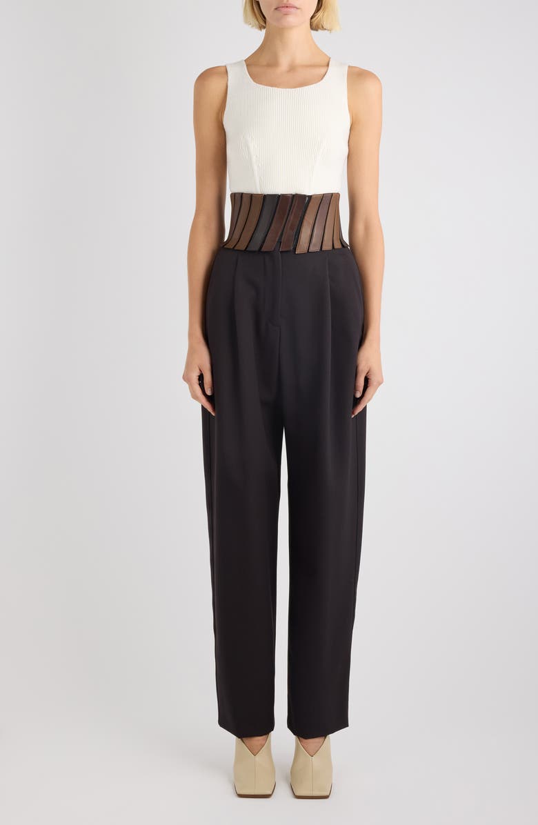 Alaïa Wool Blend Rib Corset Top, Alternate, color, Blanc Naturel