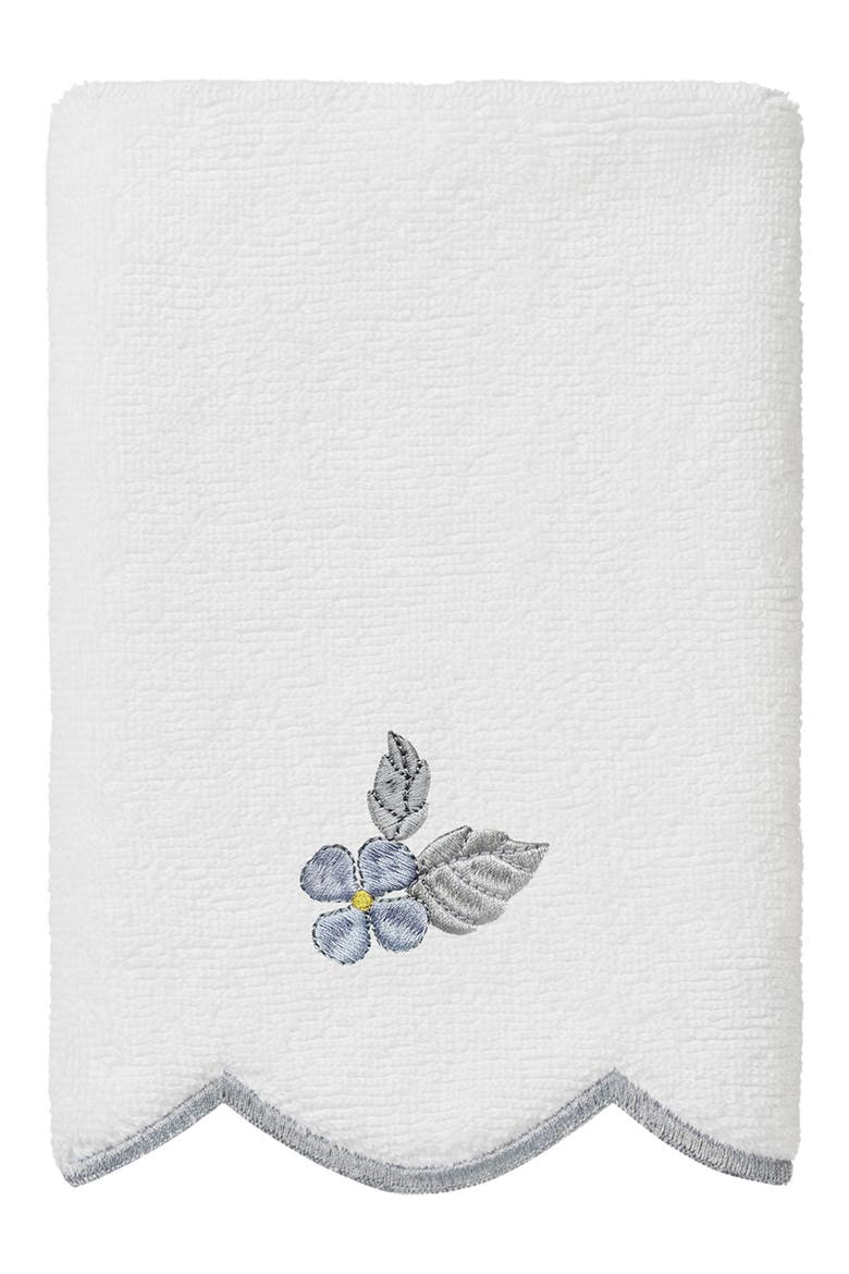 Hydea Scalloped 3-Piece Embellished Towel Set, Alternate, color, WHITE/ GRAY