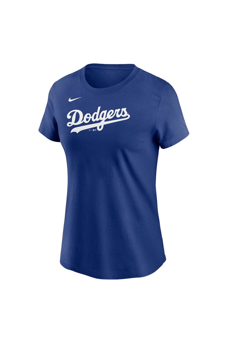 Women's Nike  Royal Los Angeles Dodgers Wordmark T-Shirt, Alternate, color, Royal