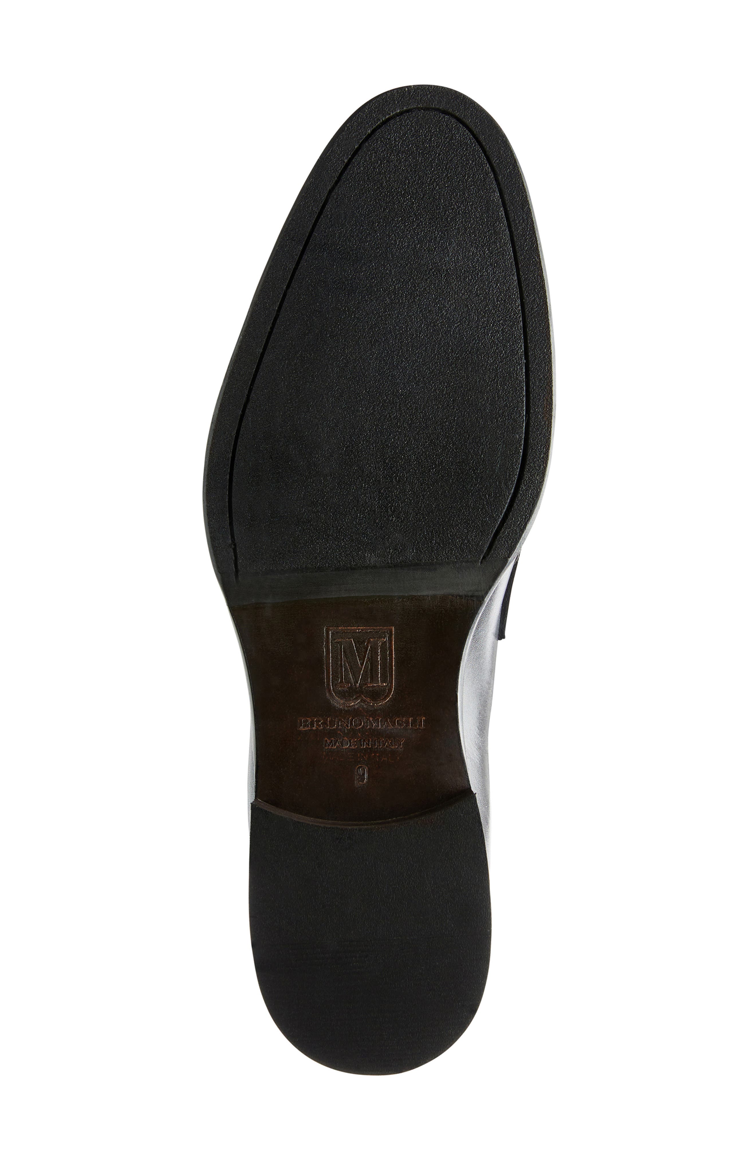 Cosmo Saffiano Leather Penny Loafer, Alternate, color, BLACK