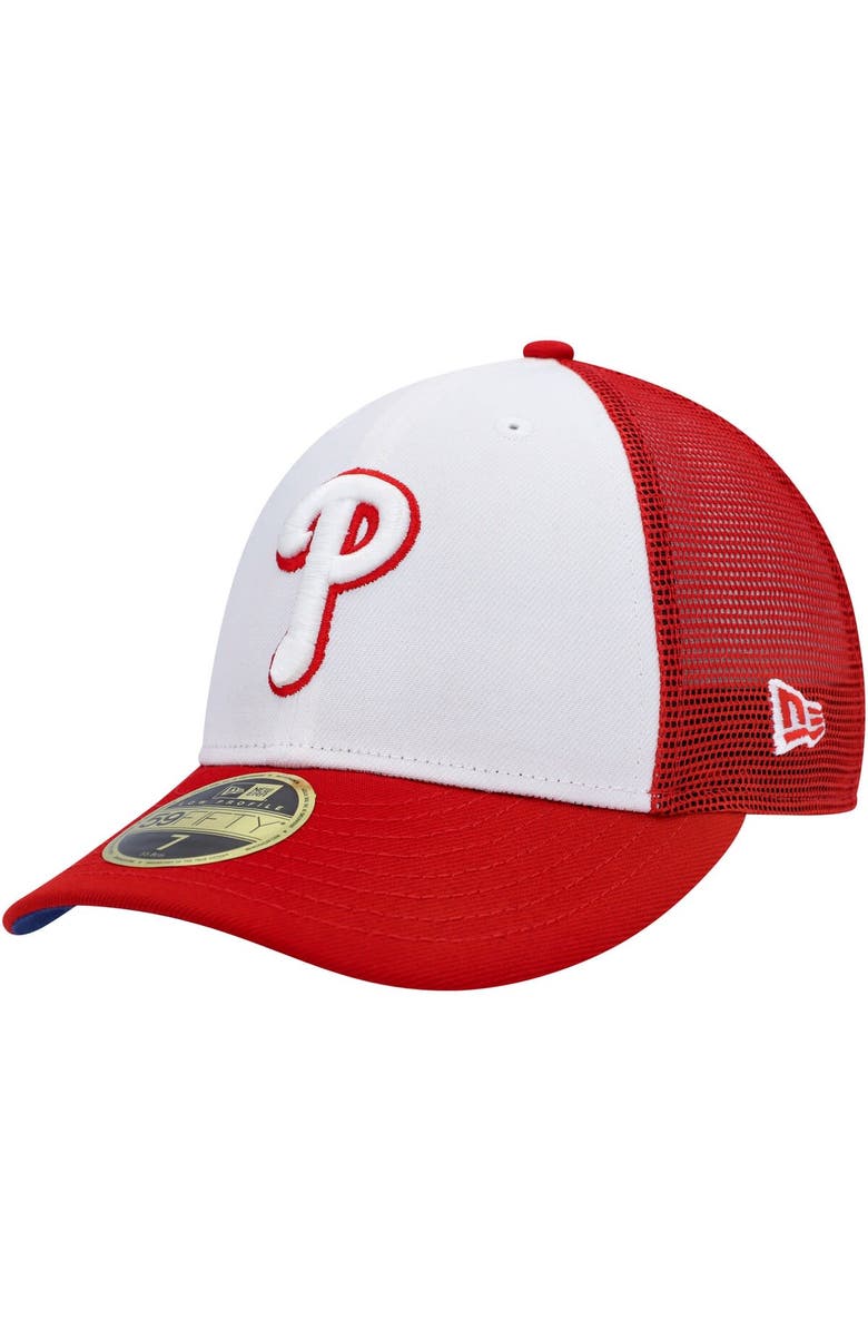 New Era Men's New Era White/Red Philadelphia Phillies 2023 On-Field Batting Practice Low Profile 59FIFTY Fitted Hat, Alternate, color,