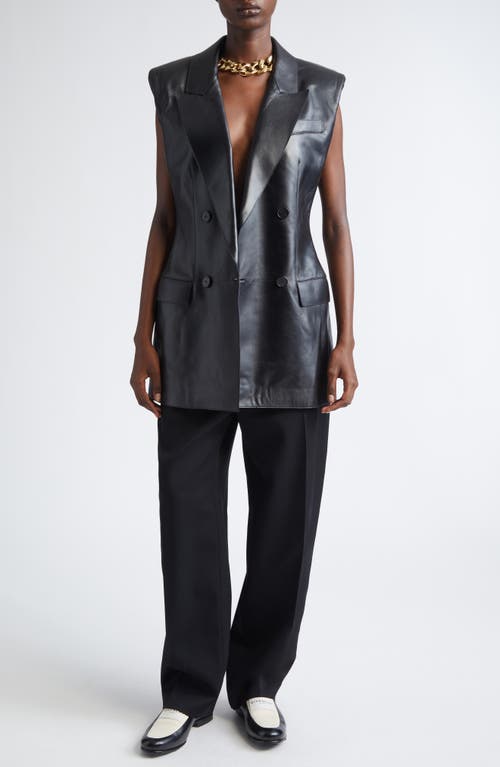 Givenchy Double Breasted Sleeveless Leather Blazer In Black
