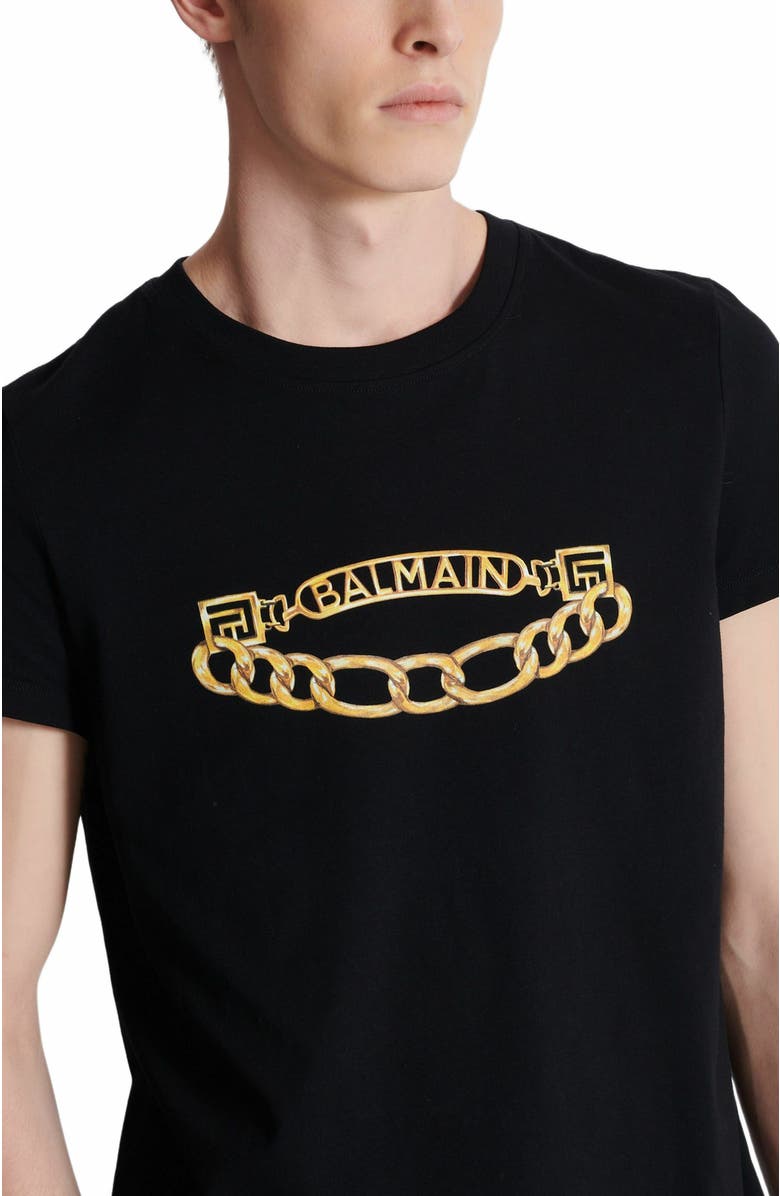 Balmain Chaînes Logo Printed T-Shirt, Alternate, color, Black