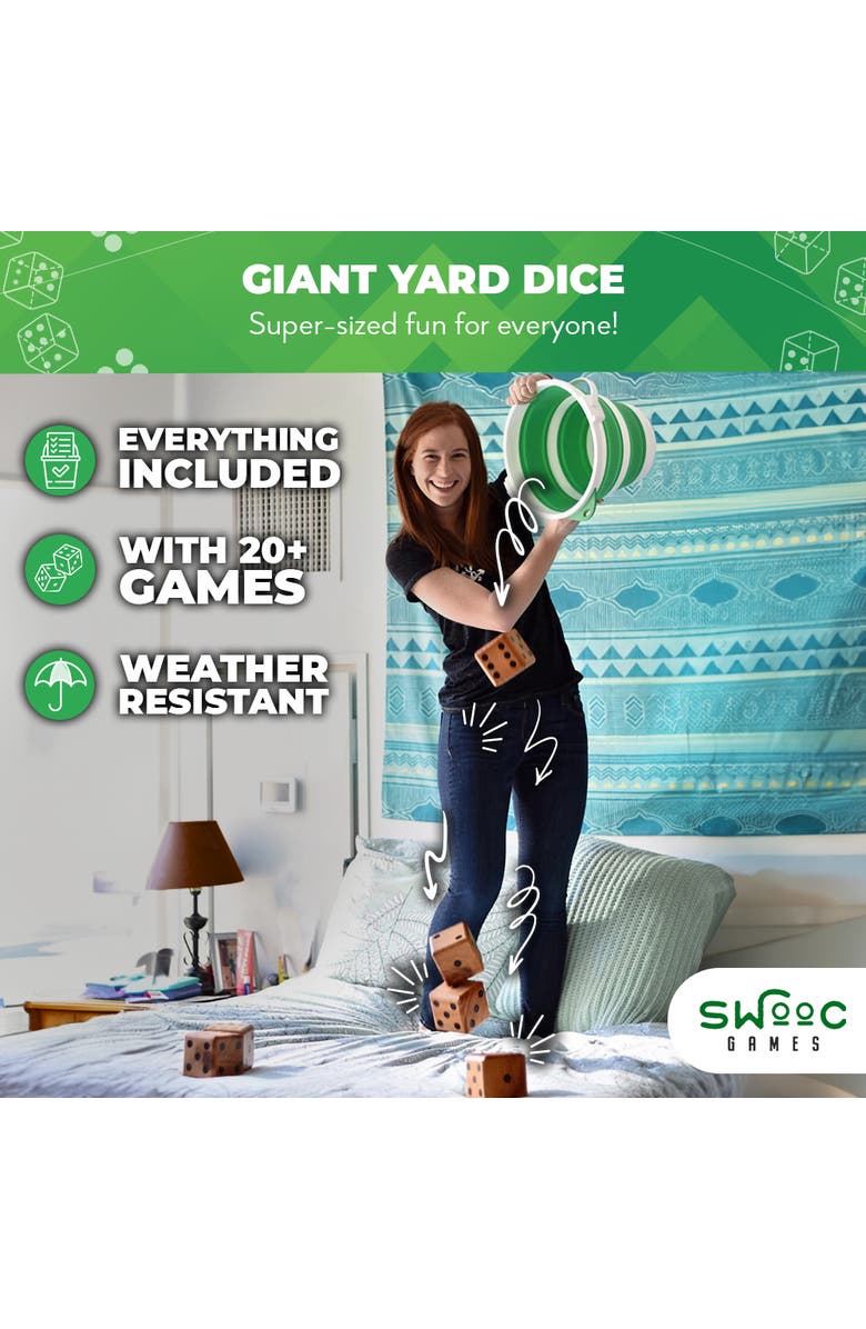 Swooc Games Yardzee & Yard Farkle Giant Dice, Alternate, color, Green