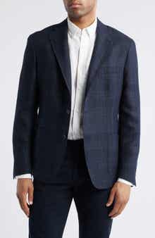 Vince Iker Regular Fit Plaid Linen & Wool Sport Coat