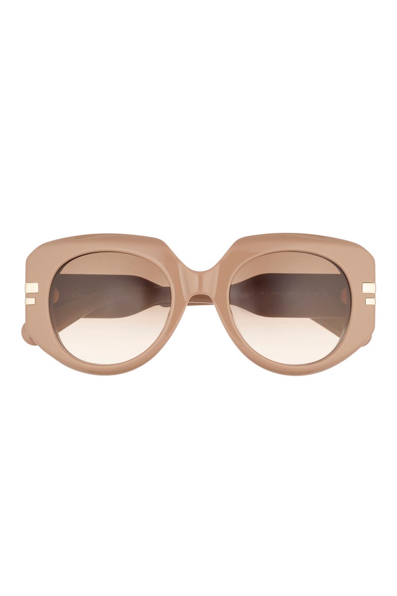 52mm Square Sunglasses, Main, color, NUDE NUDE BROWN