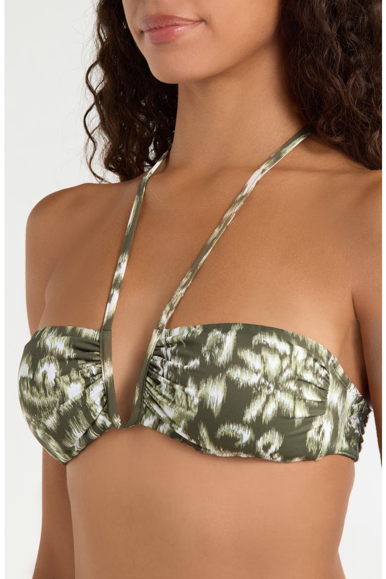 Shirred V-Wire Bikini Top, Alternate, color, GREEN MULTI