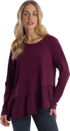 WILT Clothing Raglan Long Sleeve Asymmetric Peplum Hem Tee