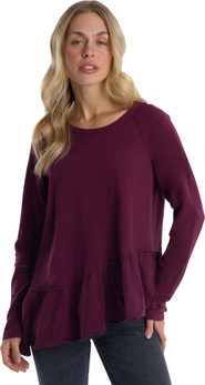 WILT Clothing Raglan Long Sleeve Asymmetric Peplum Hem Tee