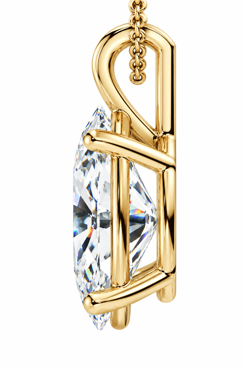 Oval Solitaire Diamond 4-Prong Pendant 14k Gold 18" Necklace Lab Grown, Alternate, color, Yellow Gold - 1Ct