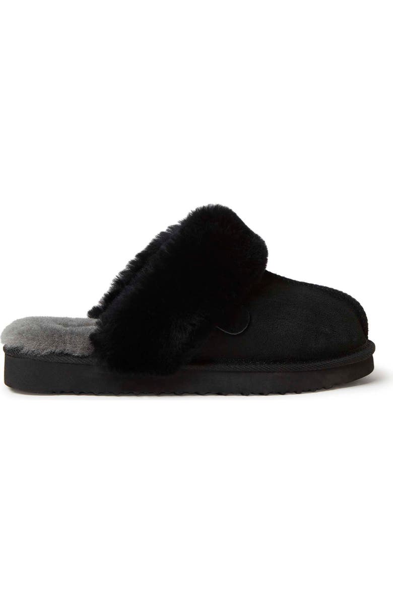 DEARFOAMS Fireside Sydney Genuine Shearling Scuff Slipper, Alternate, color, Black