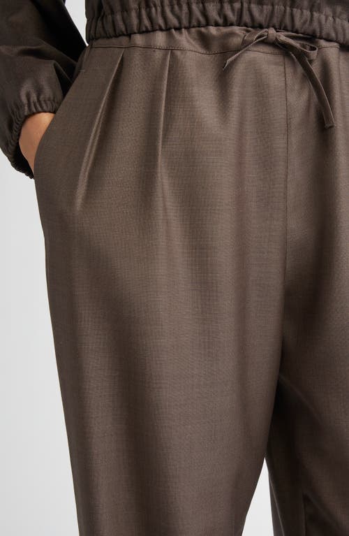 Loulou De Saison Cove Virgin Wool Wide Leg Pants In Brown