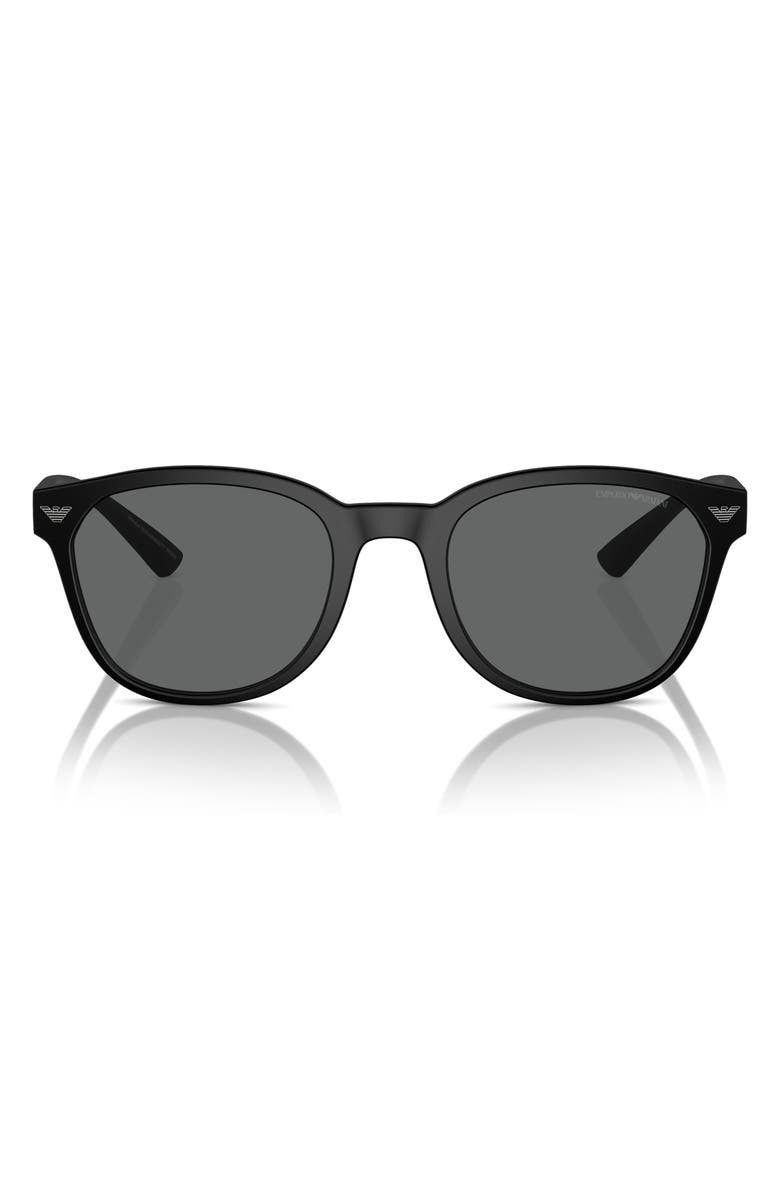 Emporio Armani 53mm Phantos Sunglasses, Main, color, Matte Black / Dark Grey