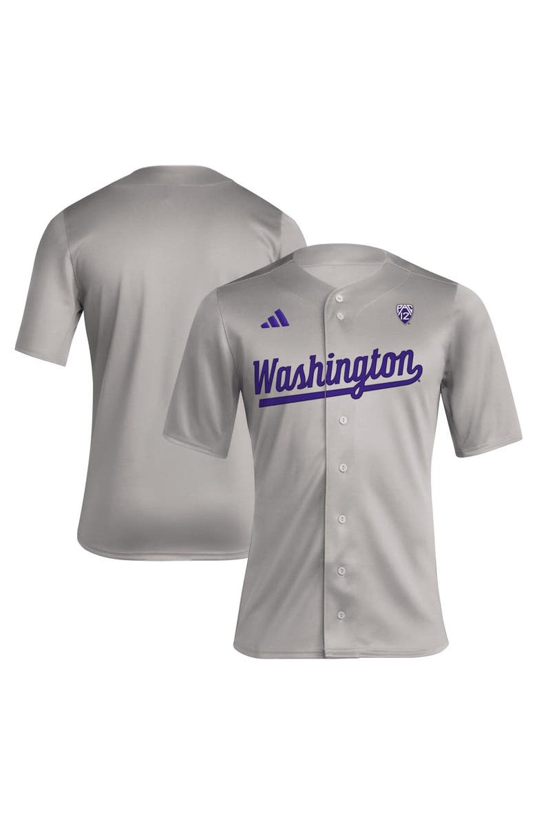 adidas Men's adidas Gray Washington Huskies Replica Baseball Jersey, Main, color, Gray